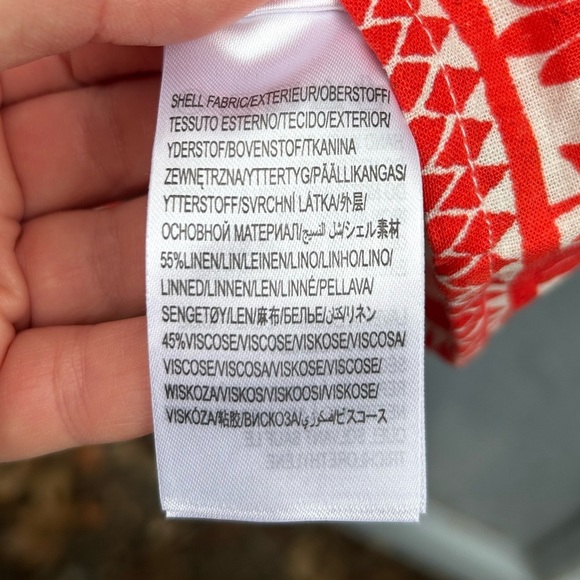 Farm Rio Jungle Flow Belted Mini Dress Red/ Cream Linen, Small - Picture 14 of 16